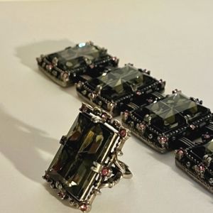 Vintage Sarah Coventry “Midnight Magic” Bracelet & Ring Set